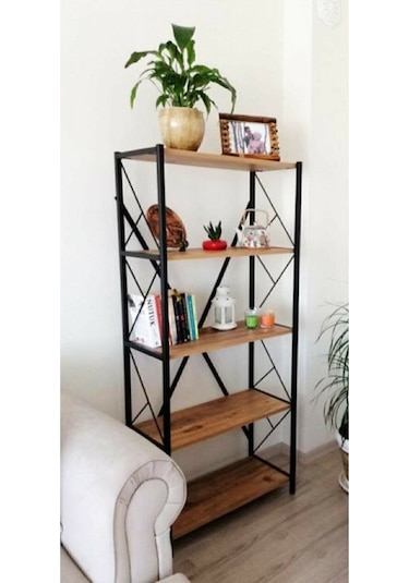 Mobigoom Dekoratif 5 Rafli Kitaplik Çam Çam