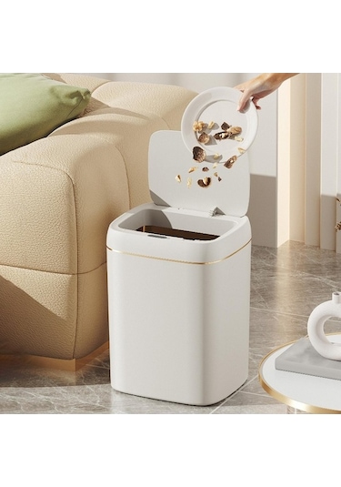 Pazly Suntek Sensör Ofis Mutfak Için Çöp Beyaz Banyo 13-litre 13l Ld Beyaz