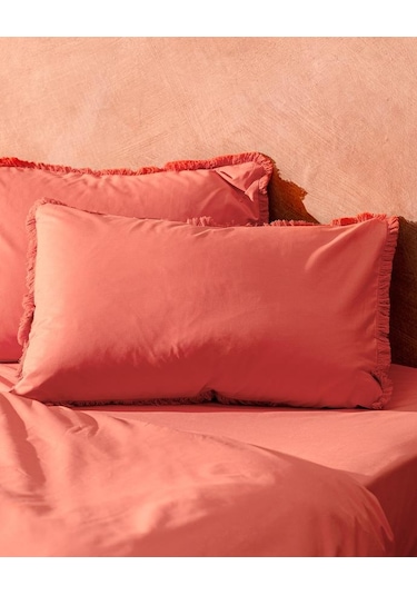 Madame Coco Sona Tek Kişilik Püsküllü Nevresim Takımı Mercan