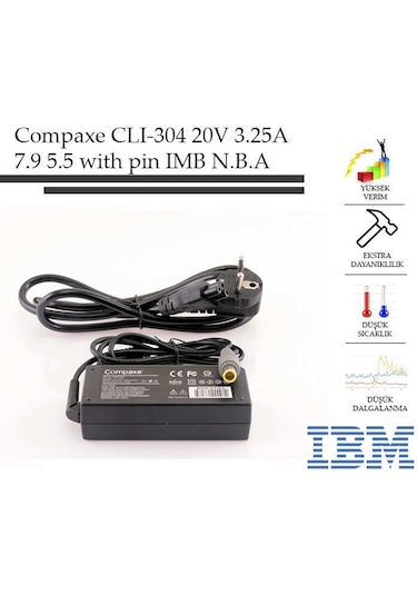 Compaxe Cli-304 Ibm- 20V-3.25A 7.9-5.5-With Pin Notebook Adaptör