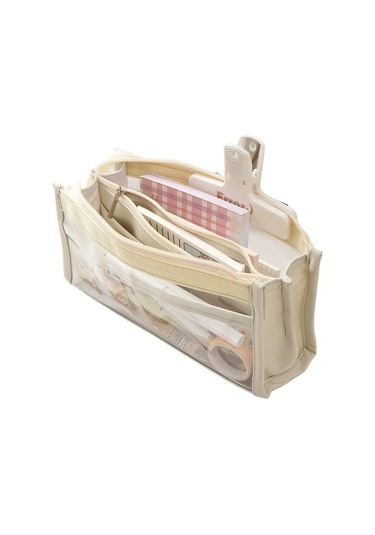 Khalid Bain Çok Işlevli Görünür Pencereli, Büyük Kapasiteli Altı Katmanlı Şeffaf Kalem Kutusu M6rl76 Toz Beyaz