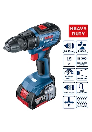 Bosch Professional GSR 18V-50 2x 2.0 Ah Delme/Vidalama Makinesi + 43 Parça Set + Çanta - 06019H5004 Bosch Professional GSR 18V-50 2x 2.0 Ah Delme/Vidalama Makinesi + 43 Parça Set + Çanta - 06019H5004