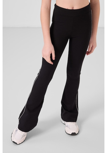 Taş-siyah Pamuklu O Yaka Standart Fit Basic İspanyol Paça Kız Çocuk Tayt Takım - 75192 Taş