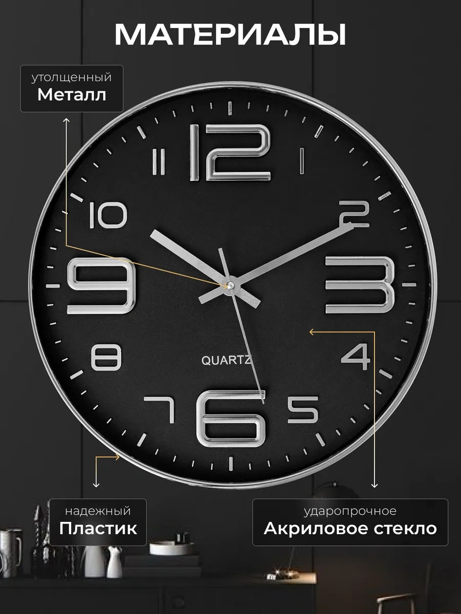 Casy Market Mutfak İçin Yuvarlak Sessiz Duvar Saati 25 Cm 462986365 Siyah