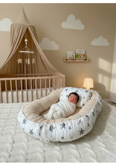 Babynest Yer Yatağı Yıldızlı Bej Bebeciden