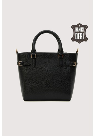 Hakiki Deri Kadın El Çantası Siyah Smr7922 Siyah