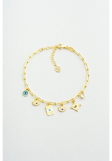 So Chic Bereket Işıltısı 18 Ayar Sarı Altın Kaplama 20 Cm Gümüş Bileklik Sarı