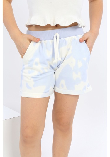 Toontoy Kız Çocuk Batikli Şort Mavi