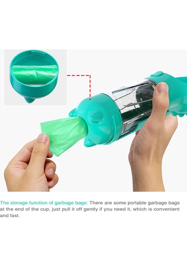 Lemestar Köpek Seyahat Su Fincanı - 300ml Multifonksiyonlu Pet İçme Aleti Ve Koku Temizleyici Seti Mavi