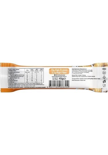 Fellas Yüksek Protein Bar - Yer Fıstıklı Ve Kakaolu 45g 3 Adet