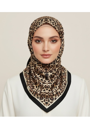 Leo Desen 90x90cm Organic Twill Eşarp/fular Siyah