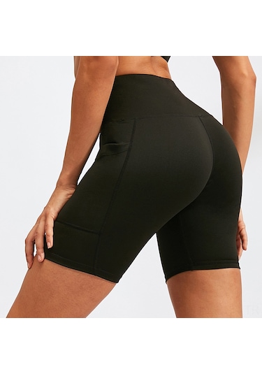 Springsun Kadınlar İçin Yüksek Bel Yoga Şortu, Eğitmen Koşu Antrenmanı, Hızlı Kuruyan Daralıcı Esnek Spor Şort, Lacivert, L Diğer