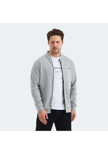 Slazenger VLAD Erkek Cepli Fermuarlı Gri Sweatshirt