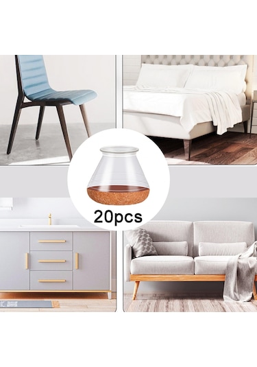 Suntek Magideal 20 Adet Sandalye Bacak Kapakları Kaymaz Çizik Yok Masa M