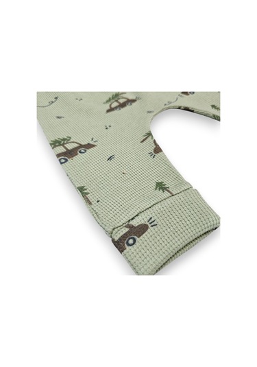 Araba Desenli Hırkalı Erkek Bebek Takım Yeşil