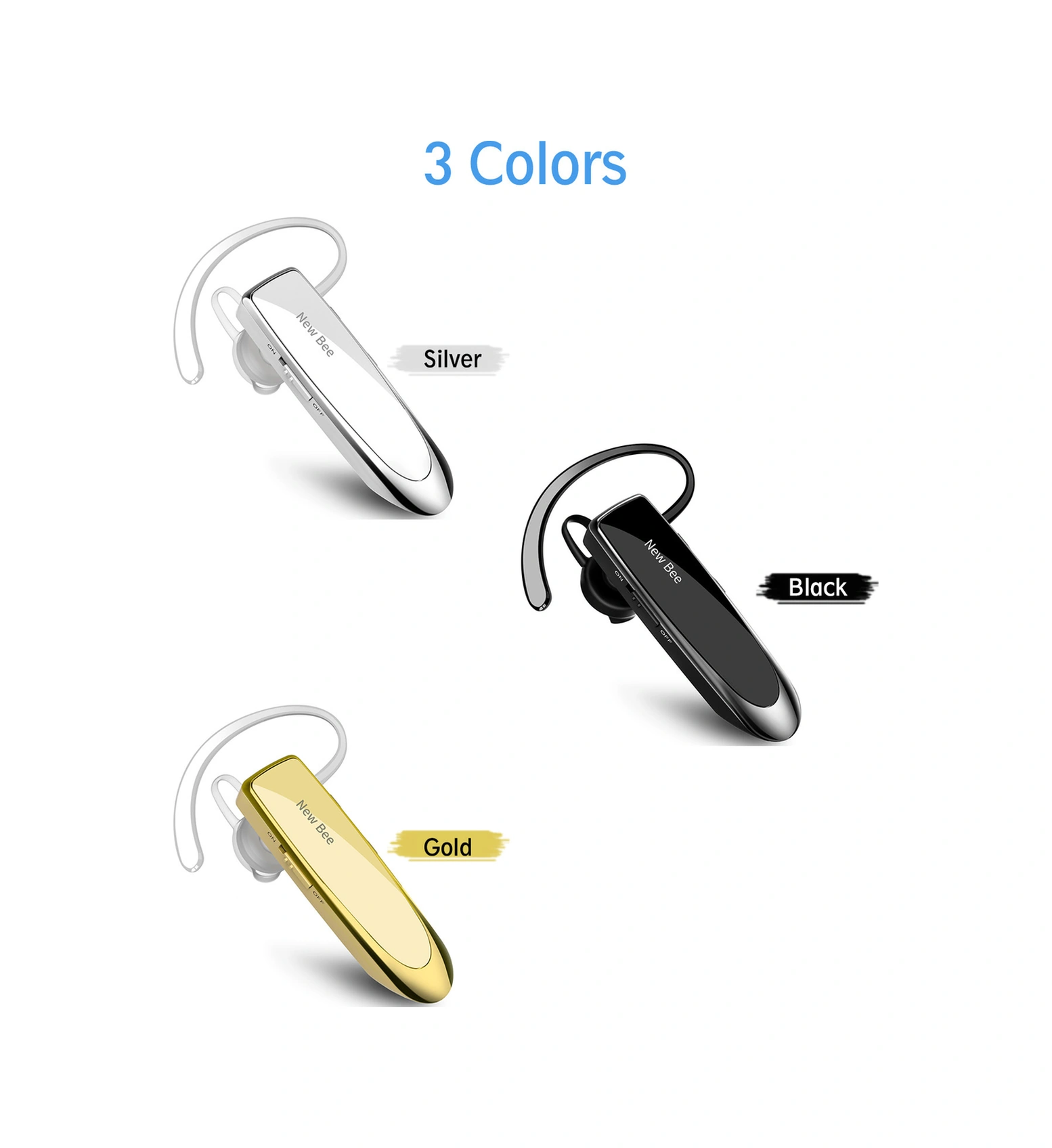 Moveevo New Bee B41 Tek Kulaklı Bluetooth 5.0 Kulaklık - Elsiz Konuşma, 24 Saat Konuşma Süresi, Ergonomik Tasarım, Siyah