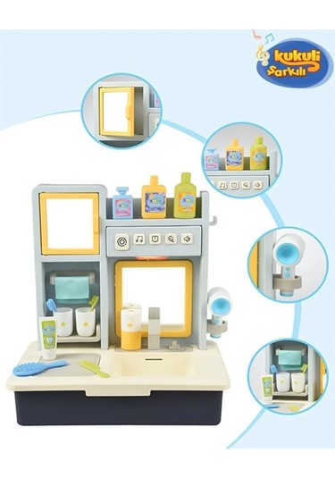 Kayyum Oyuncak Eğitici Modern Banyo Seti Müzikli Işıklı Mavi 7041