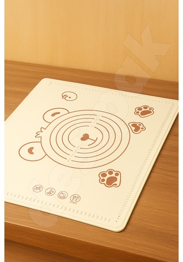 Ayıcık Hamur Matı 45x65cm - Ayıcıklı Yapışmaz Su Geçirmez Silikon Hamur Matı