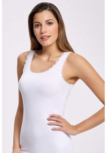 Kadın Dantelli Geniş Askılı Atlet Çok Renkli