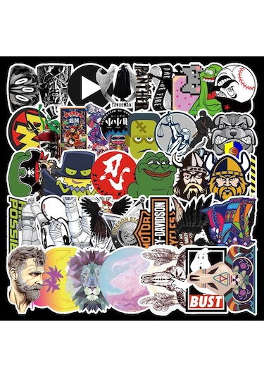 Cajuart 50 Adet Tekrarsız Karışık Stil Modern Pvc Sticker 016