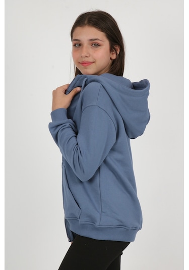 Toontoy Kız Çocuk Nakışlı Hırka Füme