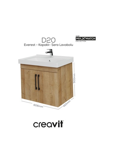 Creavit D20 65 Cm Kapaklı Lavabo Dolabı Everest Melamin