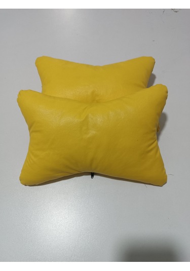 Deri Kelebek Boyun Yastık 2 Li Sarı