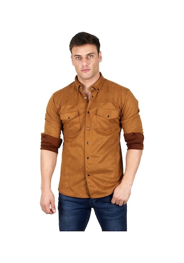 Deepsea Erkek Taba Çift Cep Süet Gömlek 2302329 Taba