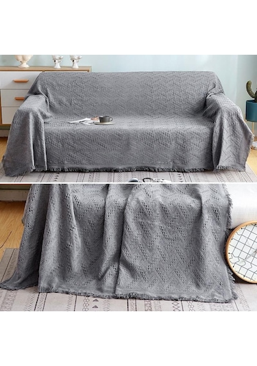 Beyaz Püskül Jakarlı Kanepe Battaniyesi Gri Haki Geometrik Yatak Banketi Açık Kilim Kamp Piknik Battaniyesi Kanepe Havlusu 180 130cm