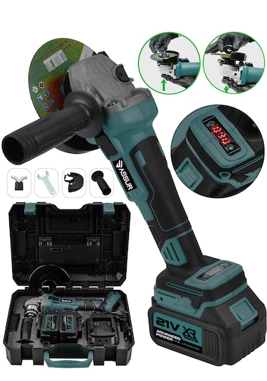 Assur ASR325 21V Çift Akülü Dijital Avuç Taşlama Mavi