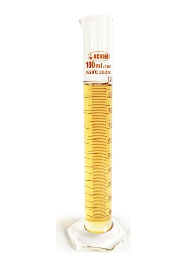 ACHEM 100ml Cam Mezür Uzun Form Kırmızı Skala