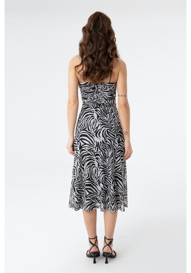 Soul 31202-23y Kadın Askılı Elbise SOUL-31202-R1571 Ekru - Siyah