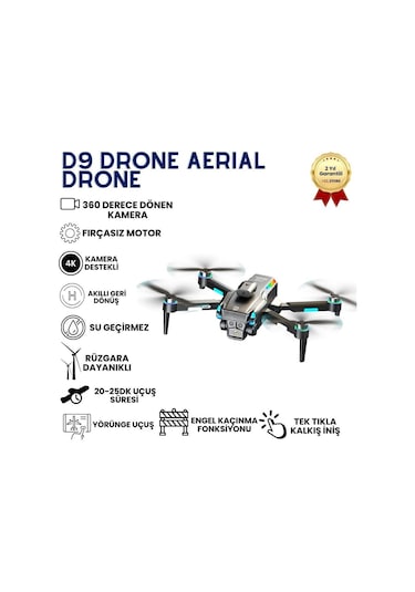 D9 Drone,fırçasız Motorlu,90 Elektrikli Kamera, Tek Tuş Kalkış İniş Led Işıklı 4k Akıllı Drone-1475