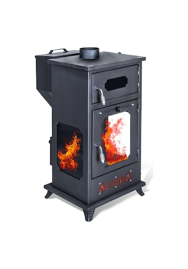 Etinova Eti-b8 Büyük Üç Tarafı Camlı Fırınlı Odun Ve Pelet Yakan Şömine Tipi Soba