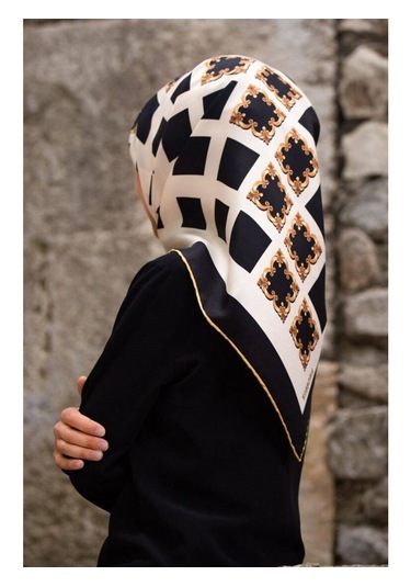 Twill İpek Eşarp Siyah/krem-12351 0001-0003 Siyah - Krem