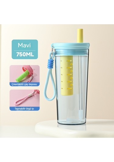 Jian Fan Dışmekan Taşın Değil Hasır Financan Plastik Bardak Büyük Kapasitelçayırma-mavi Mavi