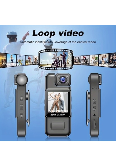 Xuweiwei Anyazhıneng Black Klipsli Spor Kamerası 1080p Fhd 180 Derece Döner Lens 1000mah Pil Döngü Kayıt