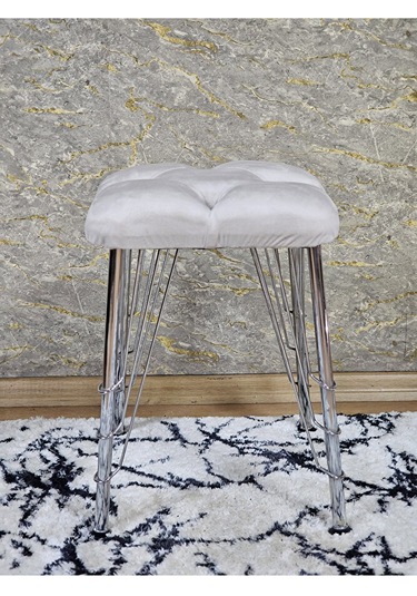 Kare Krom Kaplama Telli Ayaklı Tabure - Oturak - Bar Taburesi - A Çok Renki