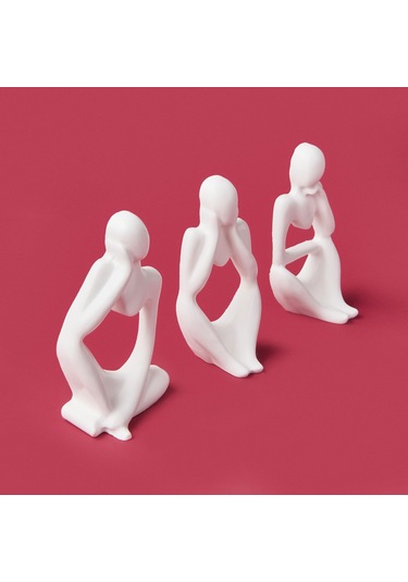 Evidea Deco Human 3'lü Biblo - Beyaz Beyaz