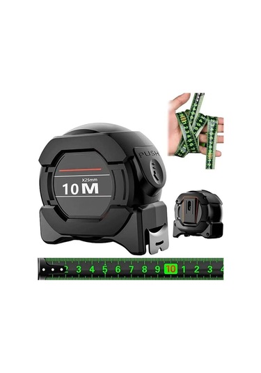 Green-5mx25mm-yüksek Hassasiyetli Kalınlaşmış Kendinden Kilitli Mezura Floresan Aşınmaya Dayanıklı Çelik Bant Ölçüm Bandı Ölçme Araçları 5 M 10 M