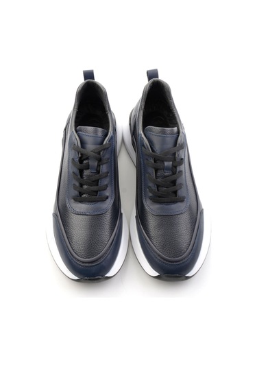 Bambi Lacivert Hakiki Deri Erkek Sneaker E01958176543