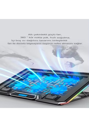 6 Fanlı Laptop Notebook Soğutucu Ledli 2 Usb Led Işıklı Dizüstü B