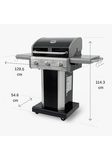 Kenmore Gazlı Barbekü 3 Ocaklı Siyah - Bakır Siyah Bakır