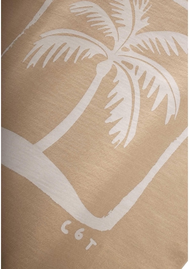 Cigit Palmiye Baskılı T-shırt 2-8 Yaş Kavun Turuncu