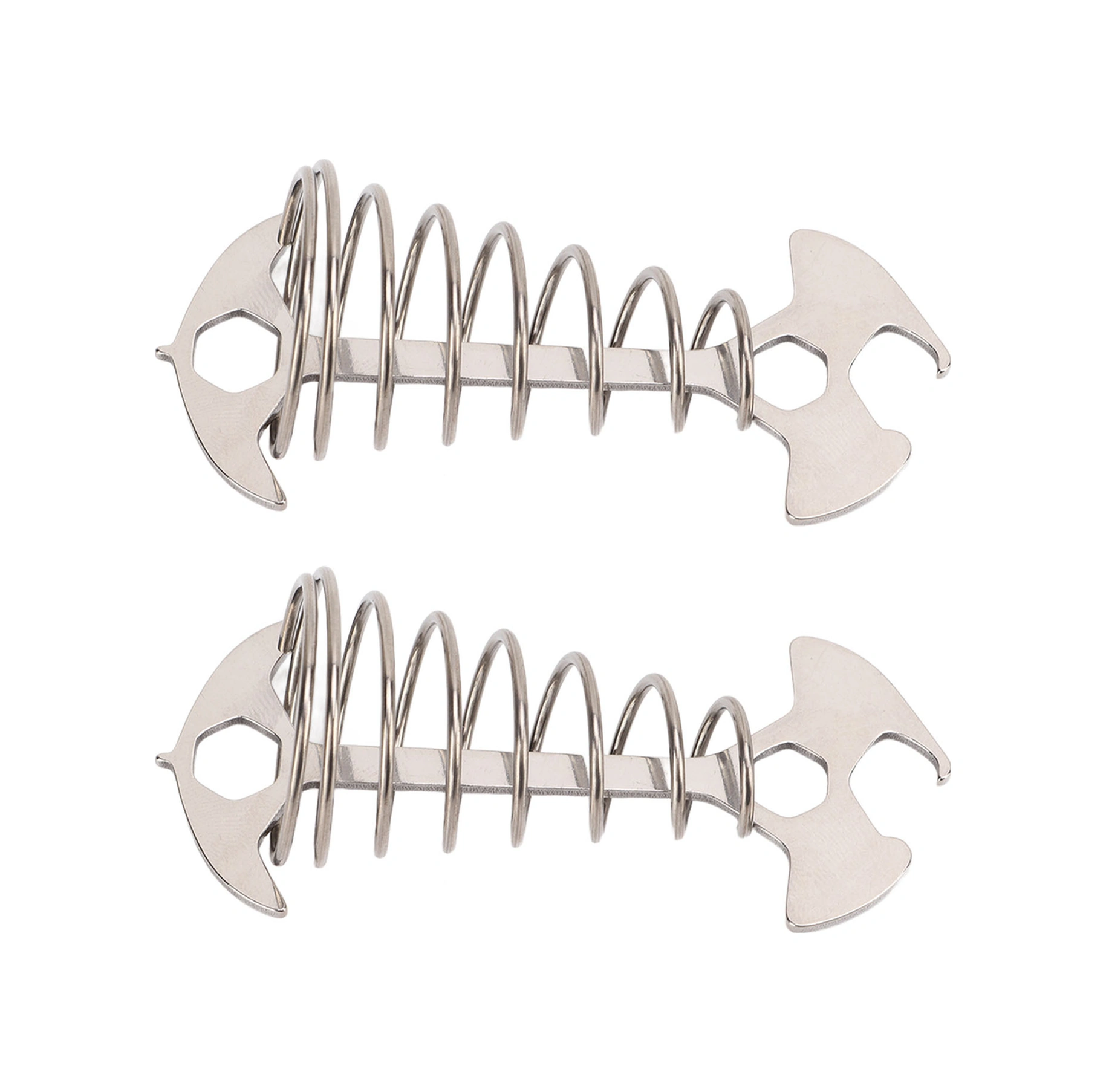 Shineyee 2 Adet Çelik + Alüminyum Kamp Çadır Demiri, Balık Kemiği Desenli, Çadır Sabitleyici, Rope Kancası, Dış Mekan Kamp Malzemesi, Dayanıklı, Gümüş Renk Gümüş