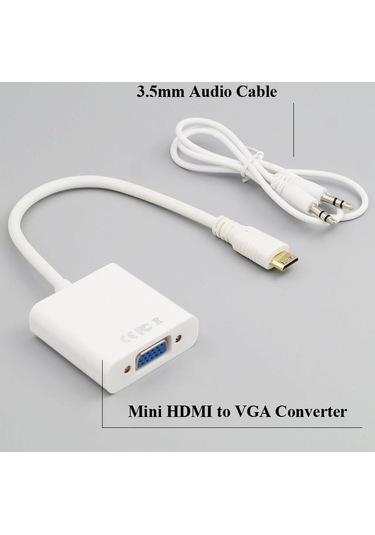 Mini Hdmi To Vga Ses Destekli Çevirici Dönüştürücü Adaptör