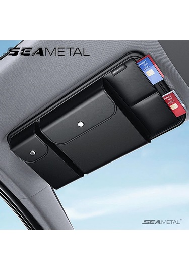 Seametal Lüks Araba Güneşlik Organizatör Evrensel Visor Paneli Saklama Çantası Pu 1pc