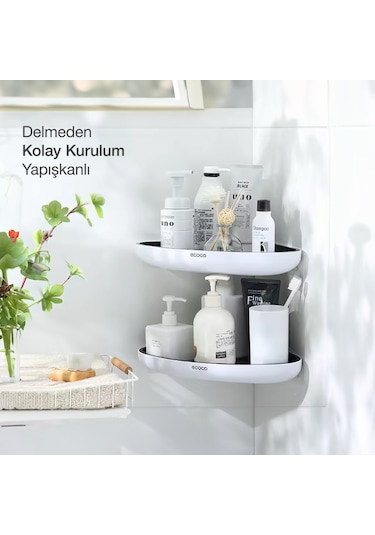 Ecoco Yapışkanlı İkili 2adet Köşe Banyo Ve Mutfak Düzenleyici Beyaz