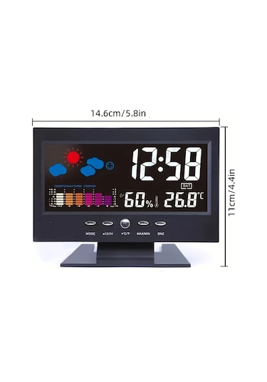 Fochsia Sessiz Dijital Çalar Saat - Hava Durumu, Sıcaklık Ve Nem Göstergeli, Beyaz beyaz