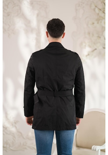 Slim Fit Astarlı Baharlık Kemerli Erkek Trençkot 001
